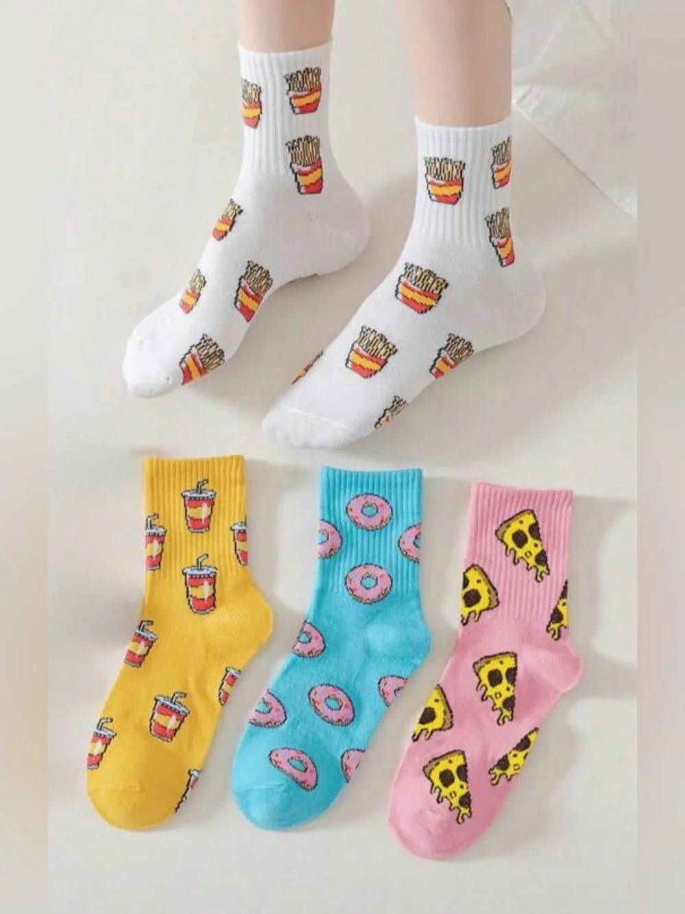 SHEIN food print crew socks